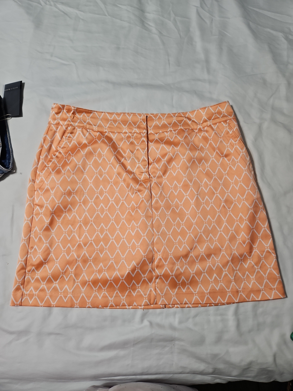 Peach Geo-Print Mini Skirt End Short